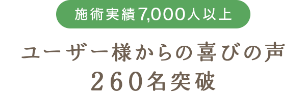 ユーザー様からの喜びの声260名突破