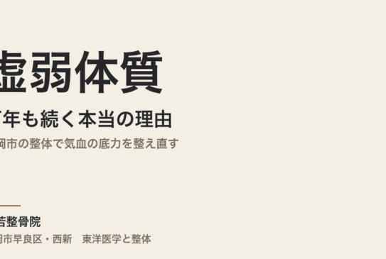 虚弱体質が何年も続く本当の理由｜福岡市の整体で気血の底力を整え直す