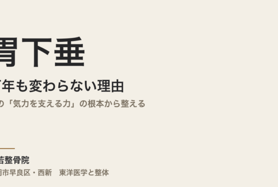 胃下垂が何年も変わらない理由｜体の「気力を支える力」の根本から整える｜福岡市早良区・常若整骨院