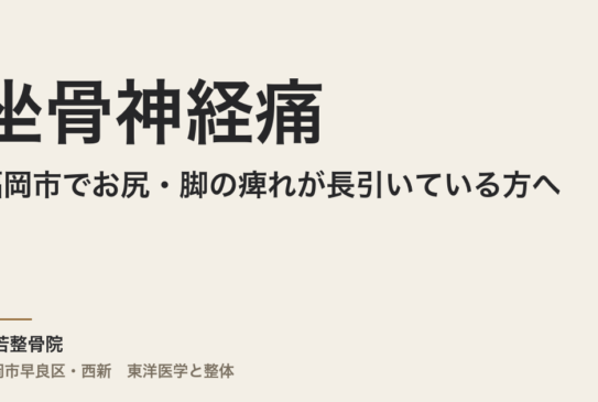 坐骨神経痛と整体｜福岡市でお尻・脚の痺れが長引いている方へ