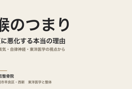 喉のつまりが夏に悪化する本当の理由｜梅核気・自律神経・東洋医学の視点から｜福岡市・常若整骨院