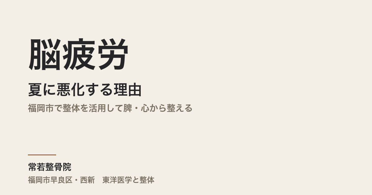 脳疲労が夏に悪化する理由|福岡市で整体を活用して脾・心から整える