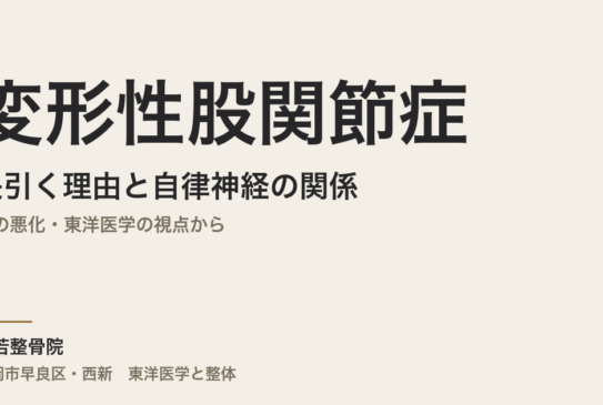 変形性股関節症が長引く理由と自律神経の関係｜夏の悪化・東洋医学の視点から｜福岡市・常若整骨院