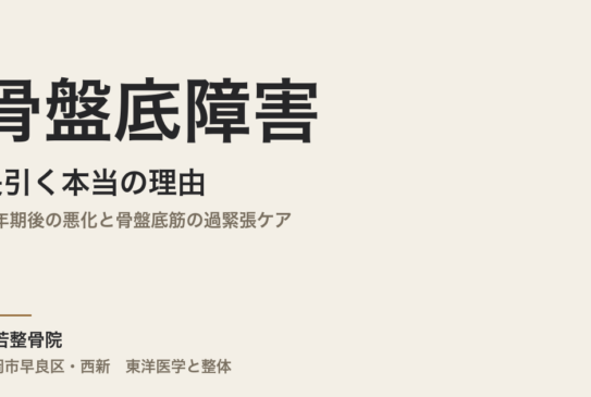 骨盤底障害が長引く本当の理由｜更年期後の悪化と骨盤底筋の過緊張ケア｜福岡市・常若整骨院