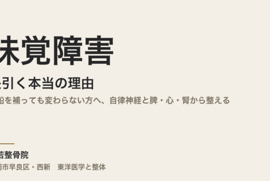 味覚障害が長引く本当の理由｜亜鉛を補っても変わらない方へ、自律神経と脾・心・腎から整える｜福岡市・常若整骨院
