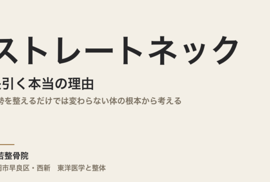 ストレートネックが長引く本当の理由｜姿勢を整えるだけでは変わらない体の根本から考える｜福岡市・常若整骨院