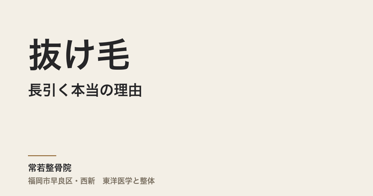 抜け毛が長引く本当の理由｜福岡市・常若整骨院で自律神経と体質から整える