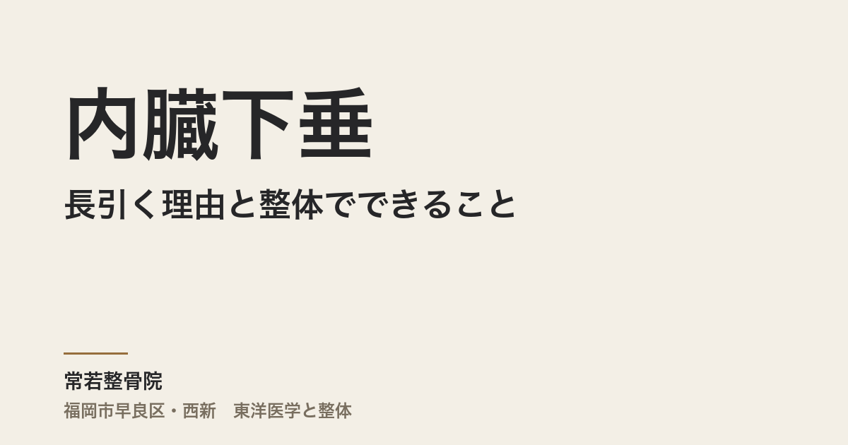 内臓下垂が長引く理由と整体でできること｜福岡市・常若整骨院
