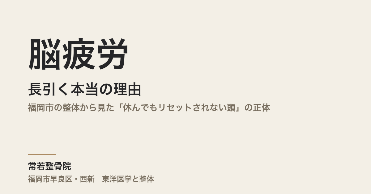 脳疲労が長引く本当の理由|福岡市の整体から見た「休んでもリセットされない頭」の正体