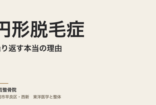 円形脱毛症が繰り返す本当の理由｜福岡市・常若整骨院が体質から読む自律神経と3つのタイプ