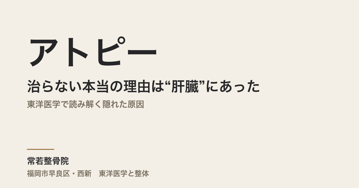 アトピーが治らない本当の理由は“肝臓”にあった|東洋医学で読み解く隠れた原因
