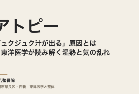 アトピーで「ジュクジュク汁が出る」原因とは？東洋医学が読み解く湿熱と気の乱れ