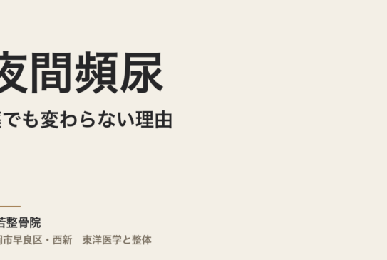 夜間頻尿が薬でも変わらない理由｜福岡市・常若整骨院が伝える体質からのアプローチ