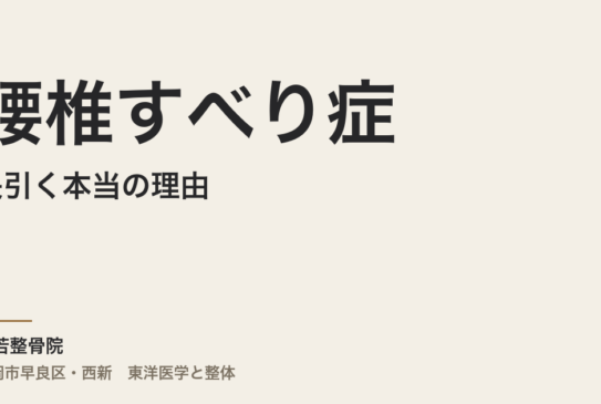 腰椎すべり症が長引く本当の理由｜福岡市・常若整骨院が伝える体質からのアプローチ