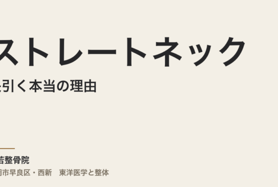 ストレートネックが長引く本当の理由｜福岡市・常若整骨院が東洋医学から読む首と自律神経の深層