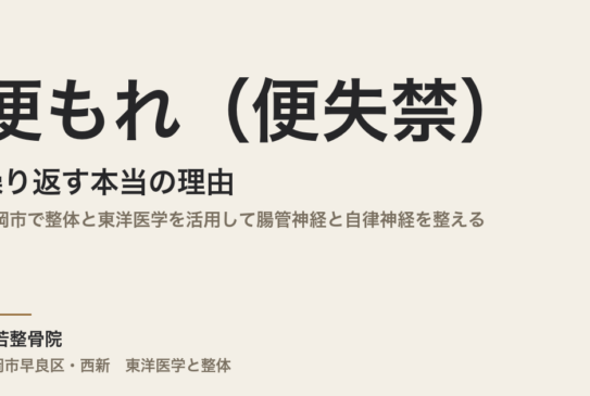 便もれ（便失禁）が繰り返す本当の理由｜福岡市で整体と東洋医学を活用して腸管神経と自律神経を整える