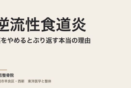 逆流性食道炎が薬をやめるとぶり返す本当の理由｜福岡市・常若整骨院