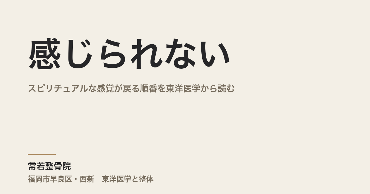 感じられないのは、鈍いからではありません|スピリチュアルな感覚が戻る順番を東洋医学から読む