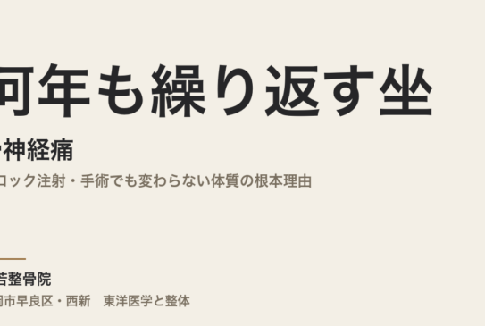 何年も繰り返す坐骨神経痛｜ブロック注射・手術でも変わらない体質の根本理由