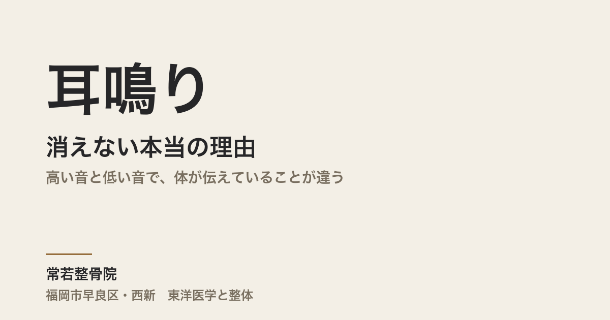 耳鳴りが消えない本当の理由|高い音と低い音で、体が伝えていることが違う