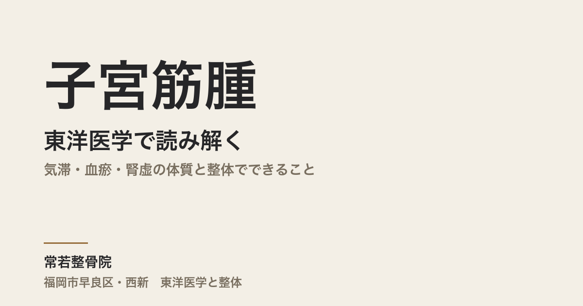 子宮筋腫を東洋医学で読み解く|気滞・血瘀・腎虚の体質と整体でできること