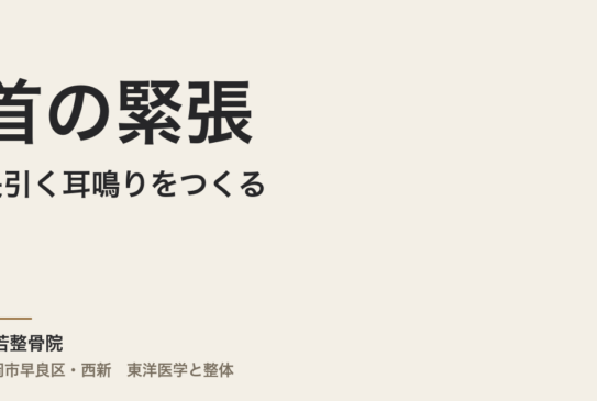 首の緊張が長引く耳鳴りをつくる——デスクワーカーに多い高音タイプの仕組みと東洋医学からのアプローチ｜福岡市 常若整骨院