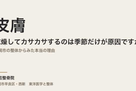 皮膚が乾燥してカサカサするのは季節だけが原因ですか｜福岡市の整体からみた本当の理由