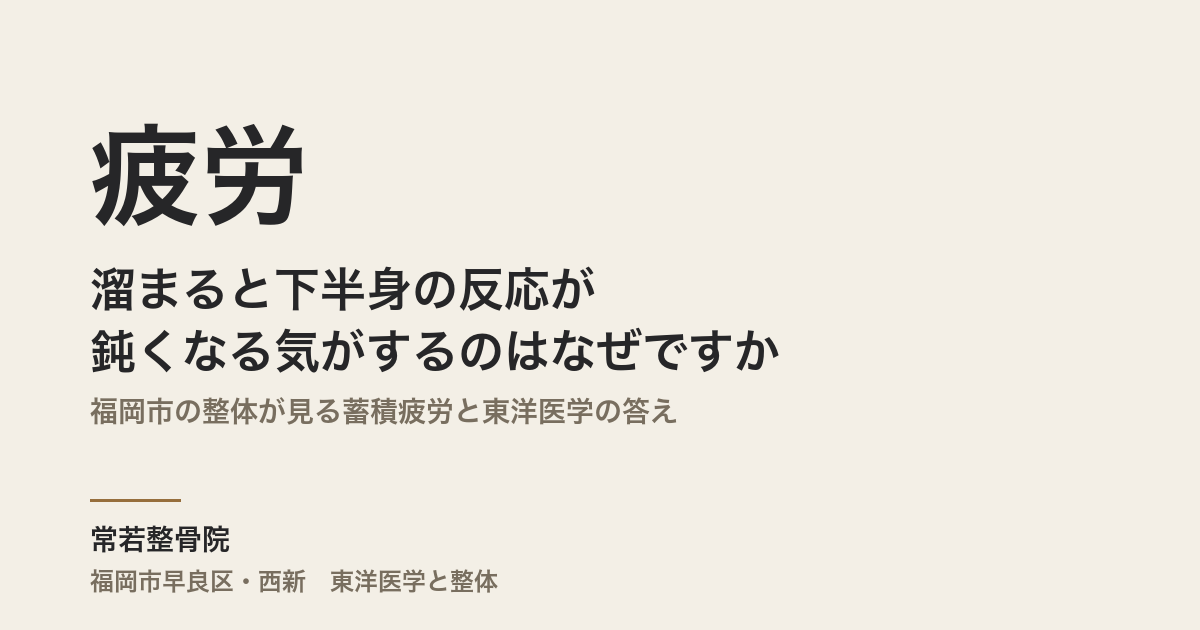 疲労が溜まると下半身の反応が鈍くなる気がするのはなぜですか｜福岡市の整体が見る蓄積疲労と東洋医学の答え