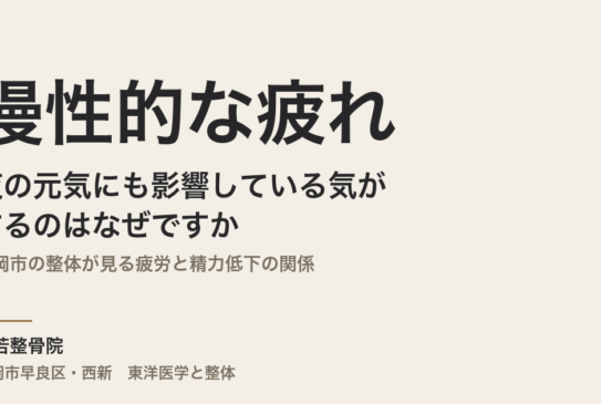 慢性的な疲れが夜の元気にも影響している気がするのはなぜですか｜福岡市の整体が見る疲労と精力低下の関係