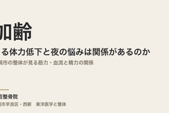 加齢による体力低下と夜の悩みは関係があるのか｜福岡市の整体が見る筋力・血流と精力の関係