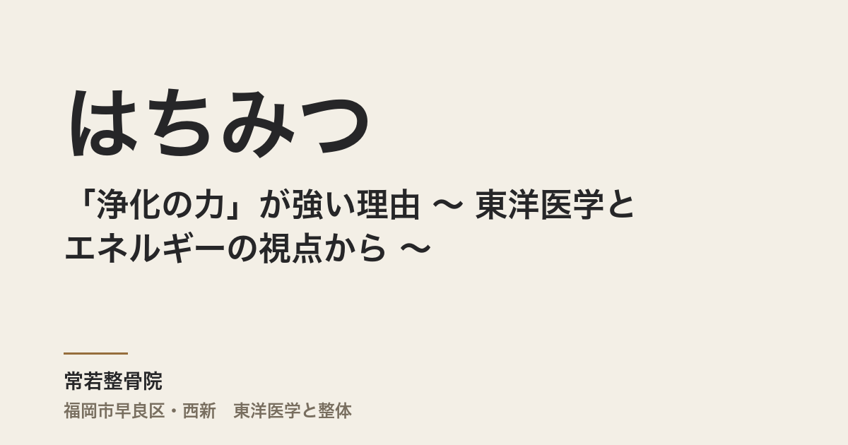 はちみつの「浄化の力」が強い理由 〜 東洋医学とエネルギーの視点から 〜