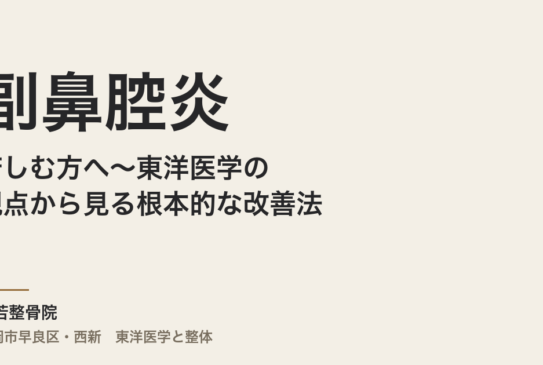 副鼻腔炎に苦しむ方へ〜東洋医学の視点から見る根本的な改善法〜
